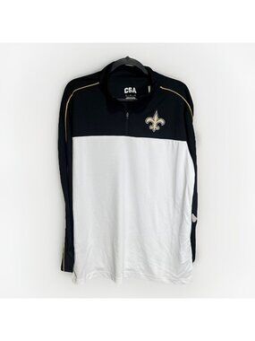 New Orleans Saints 1/4 Zip Pullover Mens Sz L Black & White Sweater Jacket NFL